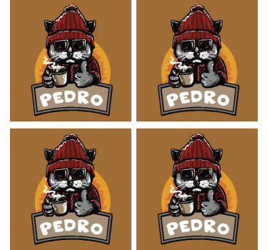 Retro mačka s imenom personalizirane prostirke za pivo - TenStickers