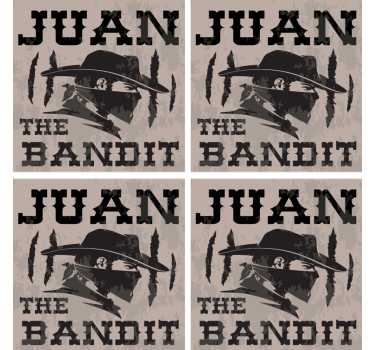 Podmetač za čaše berba silueta juana bandita - TenStickers