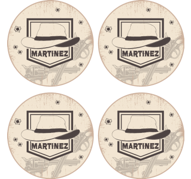 Podmetač za čaše nakaza sa šeširom i pištoljima - TenStickers