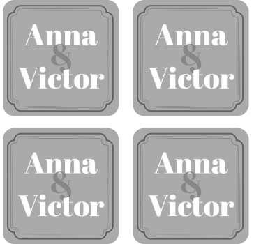 Podmetač za čaše vjenčanje s inicijalima para - TenStickers