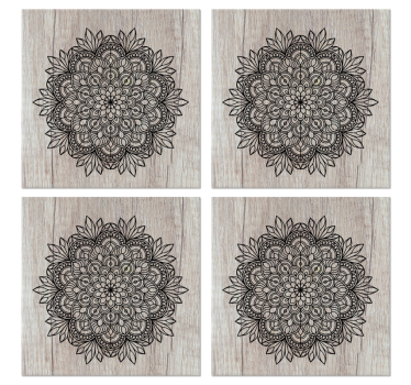 Crna mandala na podmetaču od drvenih pločica - TenStickers