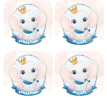 Podmetač za čaše prilagodljiv s portretima slonova - TenStickers