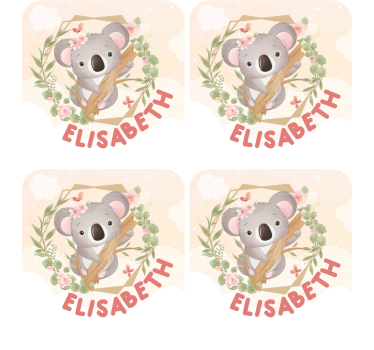Podmetač za čaše prilagodljiv slatki koala s cvijećem - TenStickers