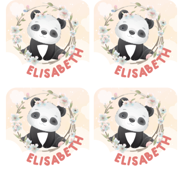 Podmetač za čaše prilagodljiv panda s cvjetnim motivima - TenStickers