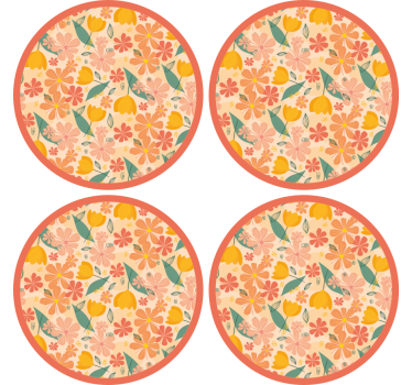 Podmetač za čaše s cvjetnim uzorkom okrugli - TenStickers