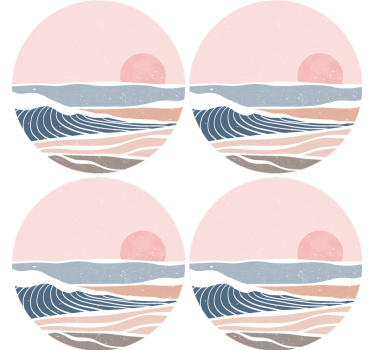 Podmetač za čaše nježne valove i izlazak sunca - TenStickers
