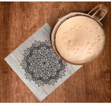 Crna mandala na podmetaču od drvenih pločica - TenStickers