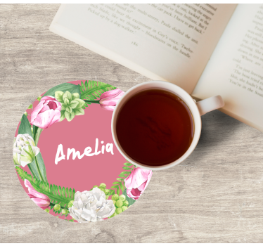 Dizajn tulipana u krugu s personaliziranim pivskim prostirkama - TenStickers