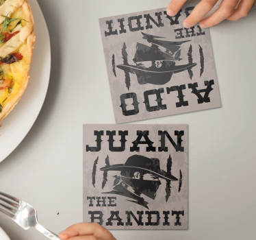 Podmetač za čaše berba silueta juana bandita - TenStickers