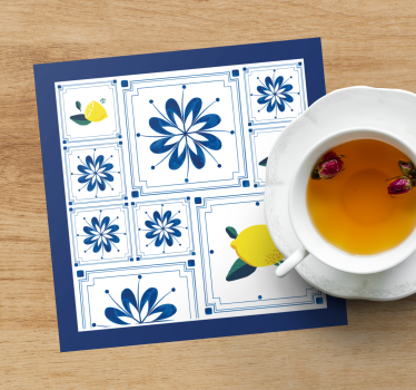 Podmetač za čaše pločice limun cvjetni uzorak - TenStickers