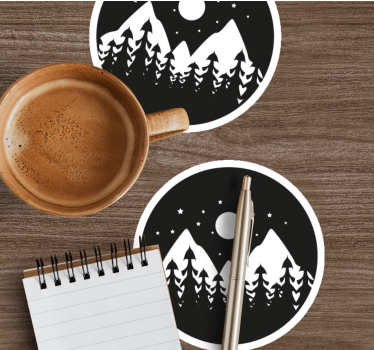 Podmetač za čaše planinski noćni pejzaž - TenStickers