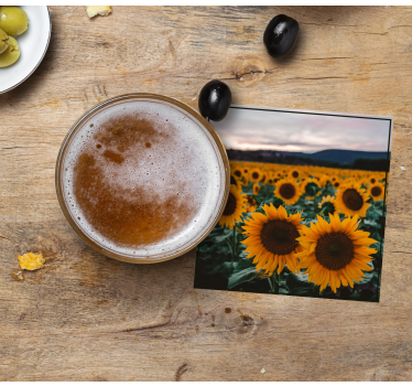 Podmetač za čaše prilagodljiv fotografija suncokretnog polja - TenStickers