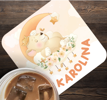 Podmetač za čaše prilagodljiv medvjed sa zvijezdama - TenStickers