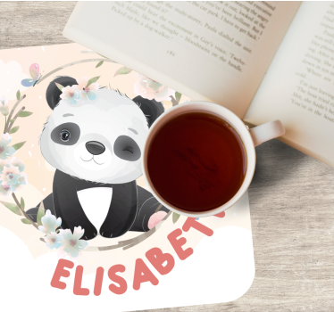 Podmetač za čaše prilagodljiv panda s cvjetnim motivima - TenStickers