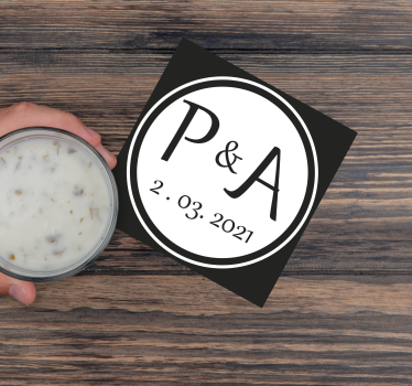 Podmetač za čaše prilagodljiv s monogramom inicijala - TenStickers