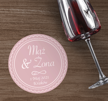 Podmetač za čaše vjenčanje elegantni ružičasti kružni dizajn - TenStickers