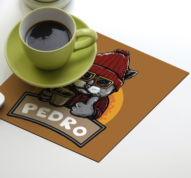 Retro mačka s imenom personalizirane prostirke za pivo - TenStickers