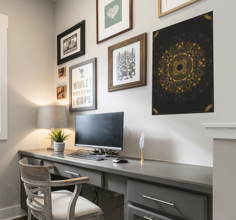 Plakat s crnim leptirom mandala - TenStickers