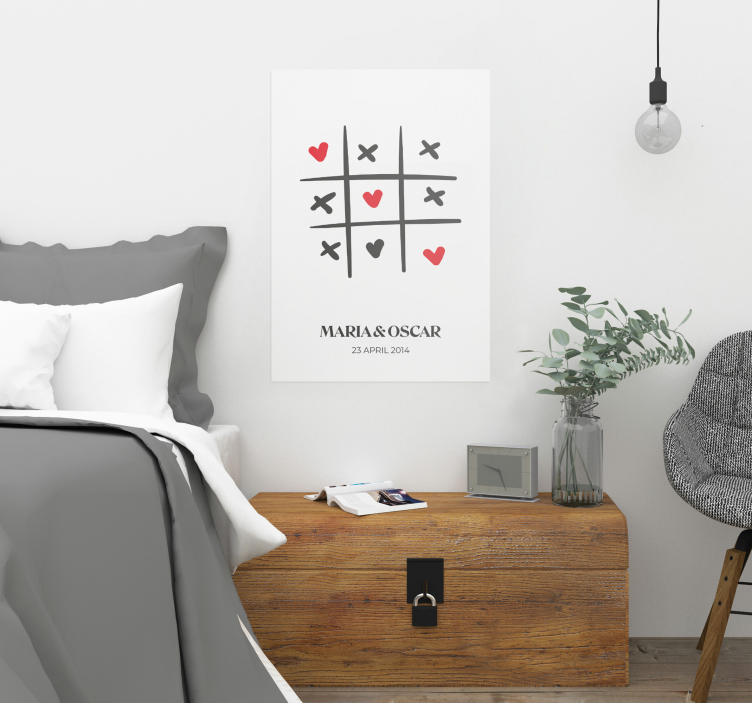 Tic tac toe ljubavni prilagodljivi poster - TenStickers