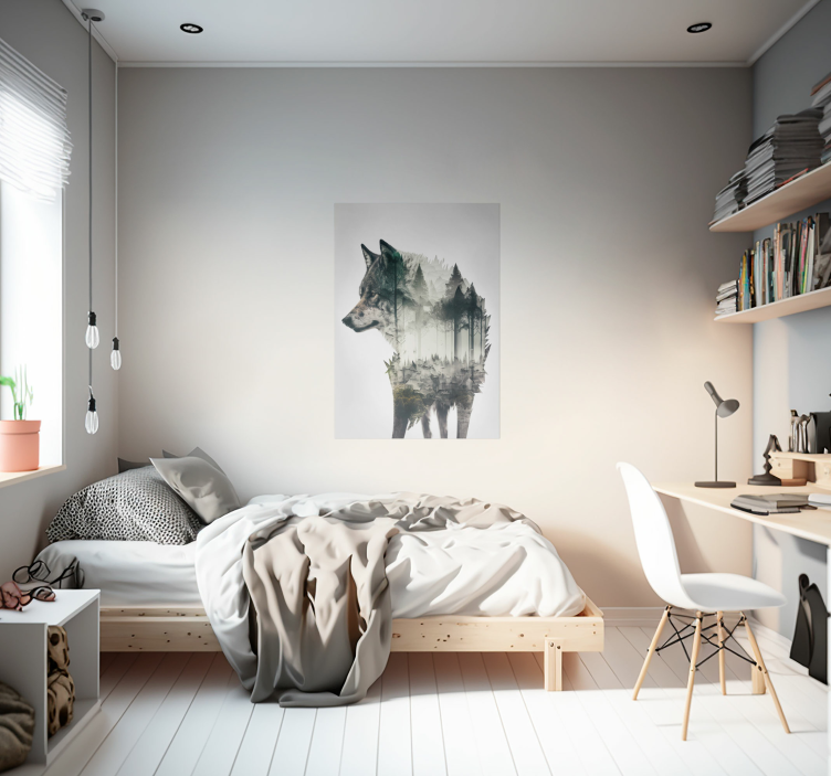 Poster životinja s dvostrukom ekspozicijom vuka - TenStickers