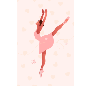 Plakati za dječju sobu balerina s srcima - TenStickers