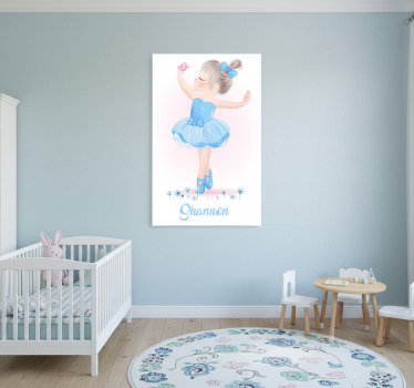 Plakati za dječju sobu plava balerina s imenom - TenStickers
