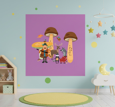 Plakati za dječju sobu ptice u gljivastoj šumi - TenStickers