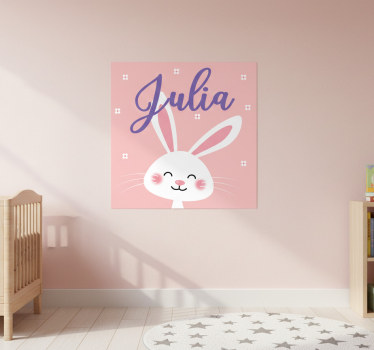 Plakati za dječju sobu bijeli zeko s imenom - TenStickers