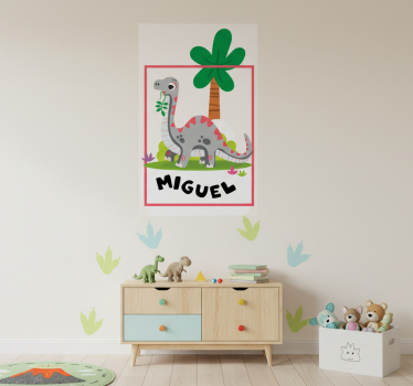 Plakati za dječju sobu s sivim dugovratnim dinosaurom - TenStickers