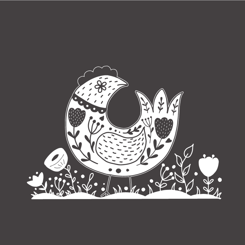 Poster kuhinja ponosne kokoši s poljskim uzorkom cvijeća - TenStickers