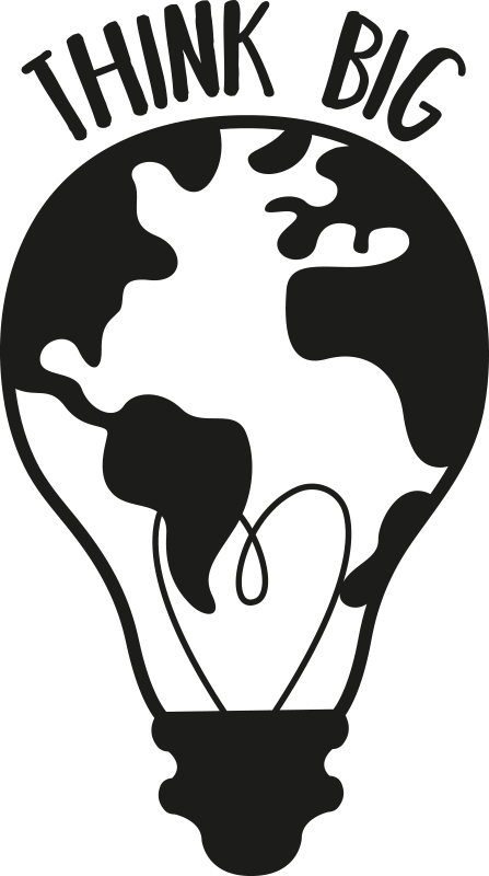 Poster ured razmišljajte veliko s kartom svijeta - TenStickers