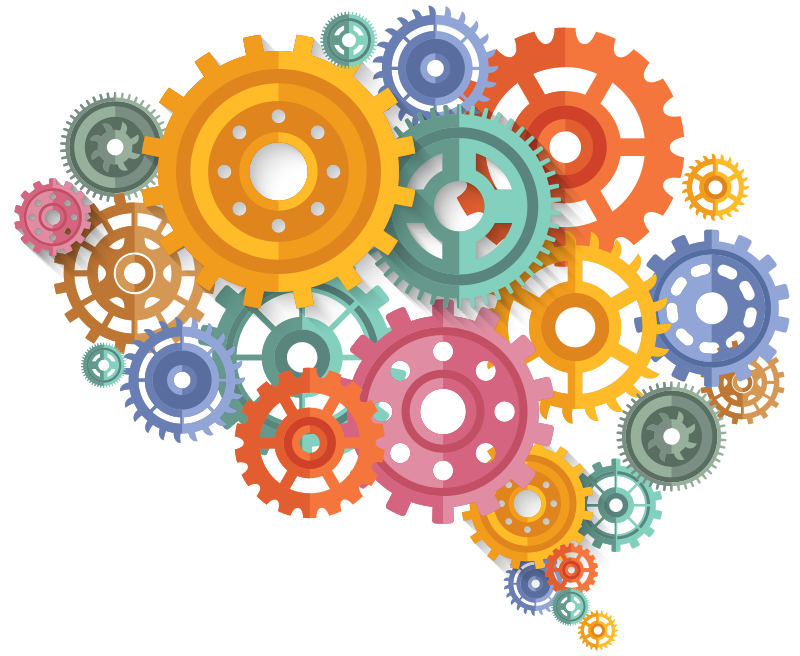 Poster ured s kognitivnim zupčanicima u bojama - TenStickers