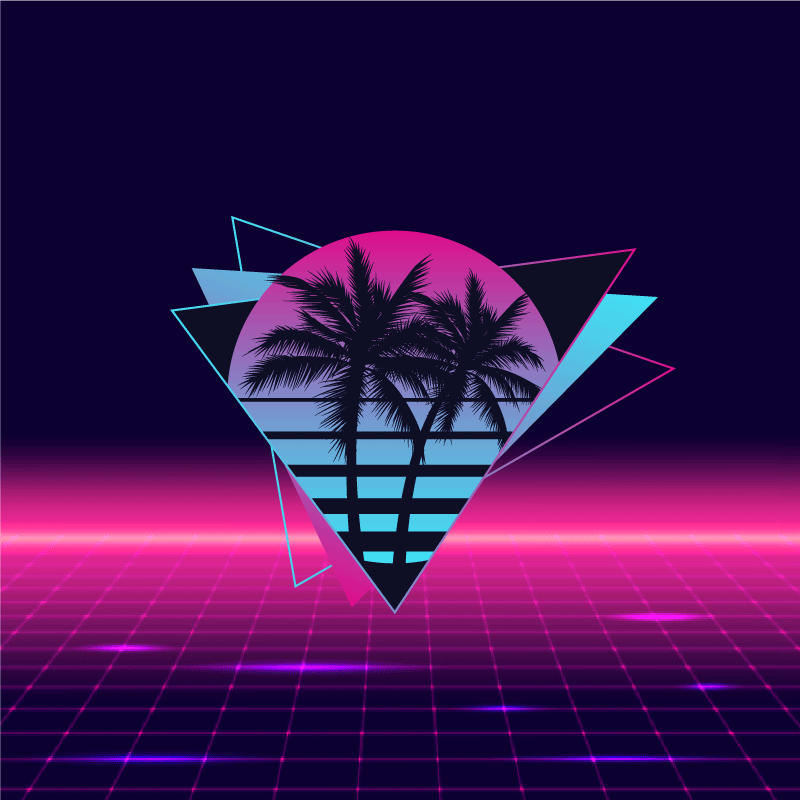 Poster dnevna soba palme u vaporwave stilu - TenStickers