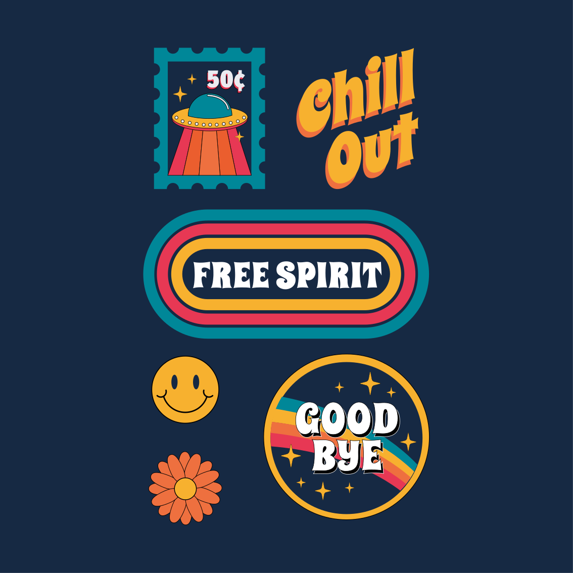 Poster dnevna soba 70-ih zabava i opuštanje - TenStickers