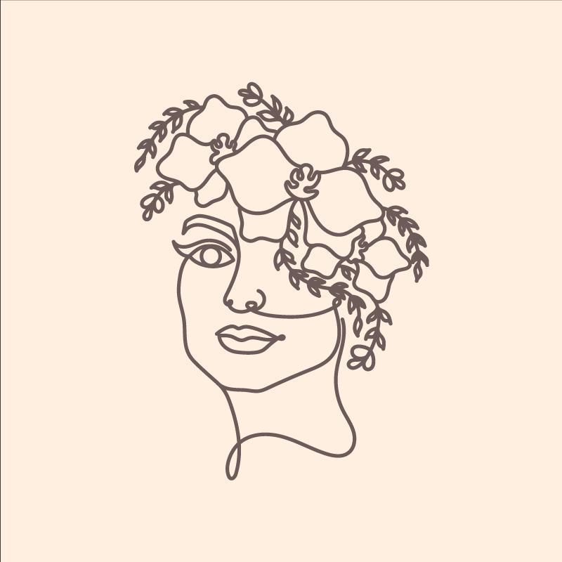 Poster dnevna soba silueta minimalističke žene s cvijećem - TenStickers