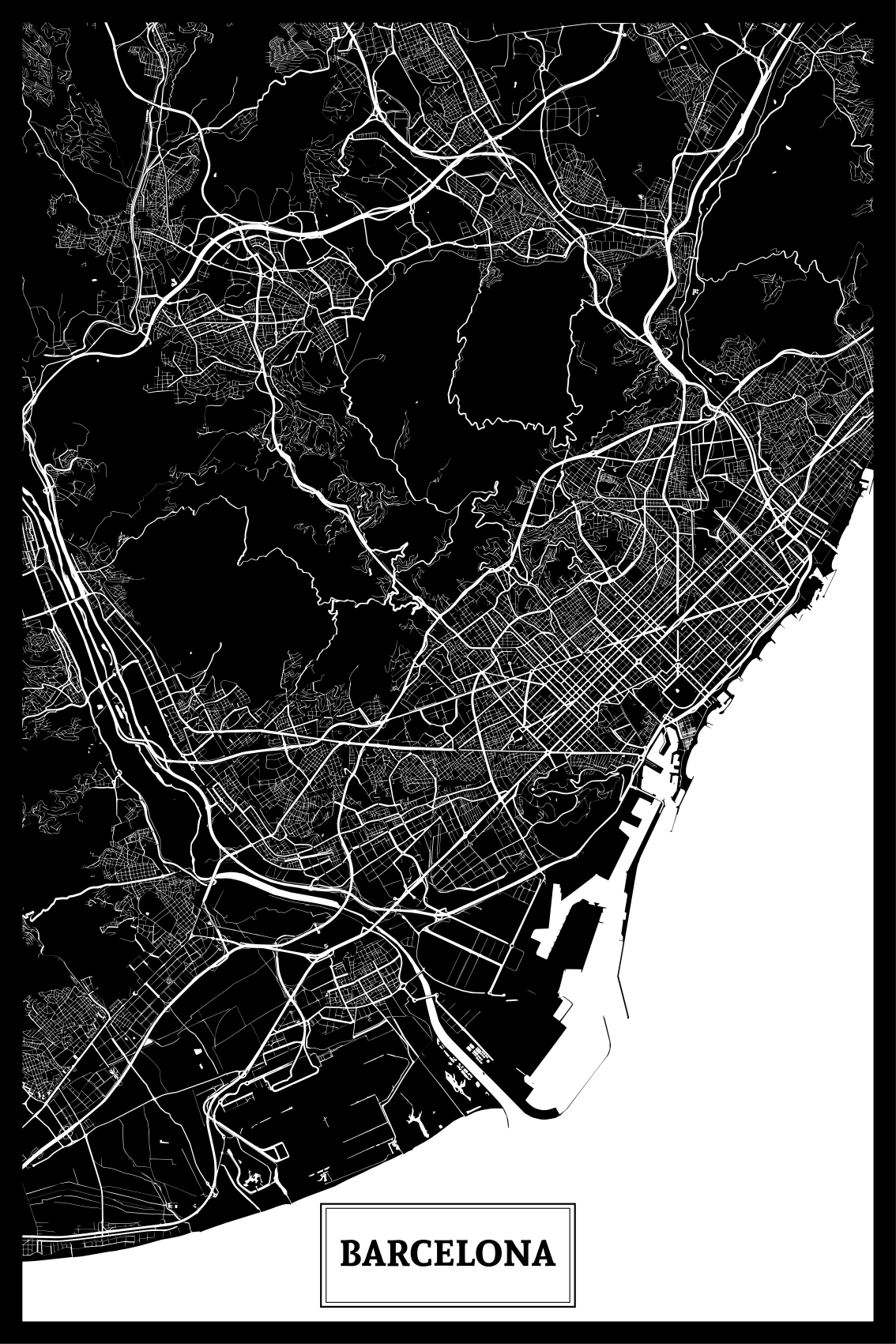 Poster dnevna soba mapa topografska barcelona - TenStickers