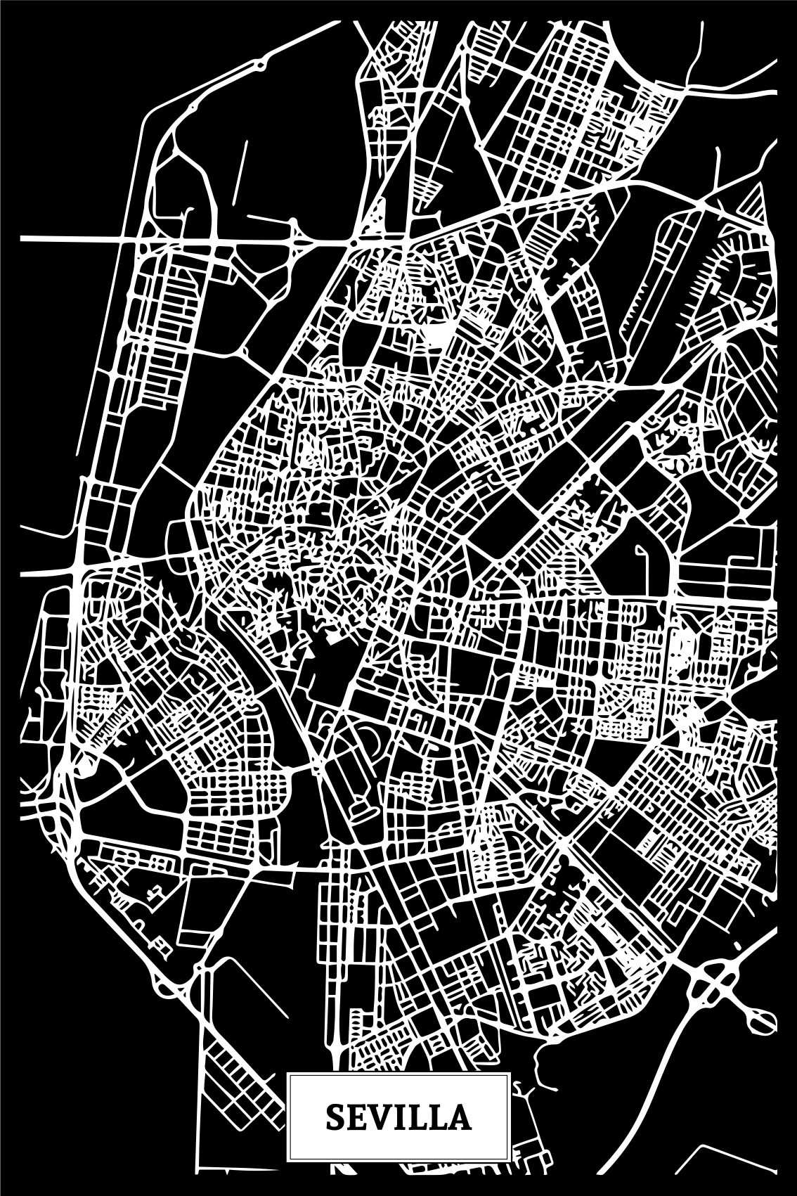 Poster dnevna soba mapa topografska sevilla - TenStickers