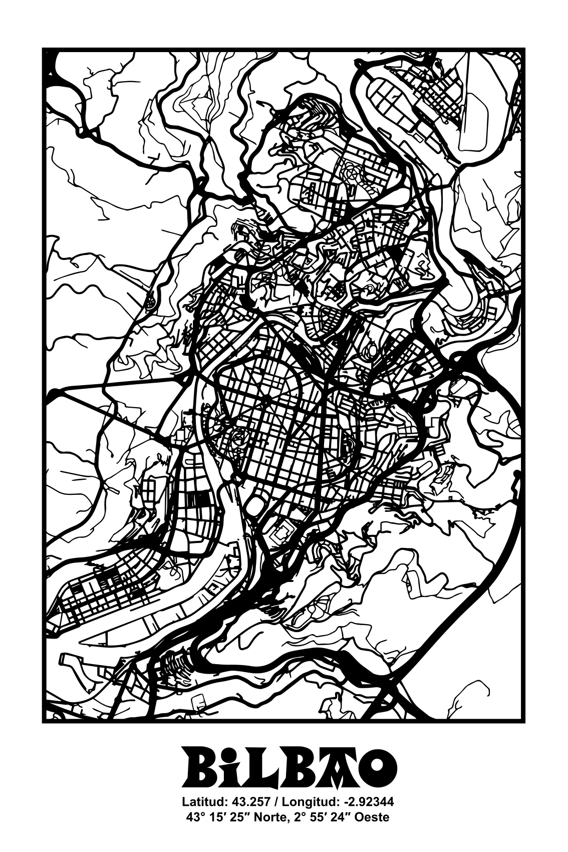 Poster dnevna soba bilbao topografski - TenStickers