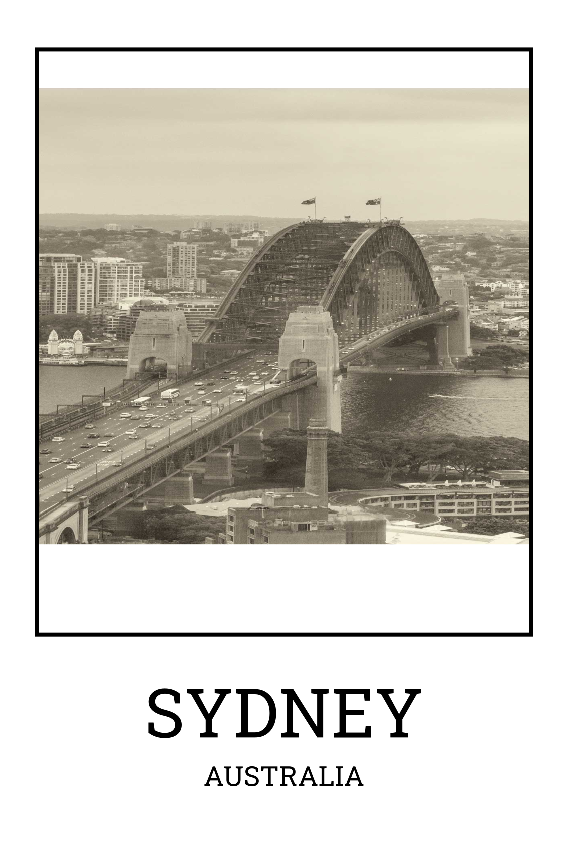 Poster dnevna soba sydney crno-bijeli - TenStickers