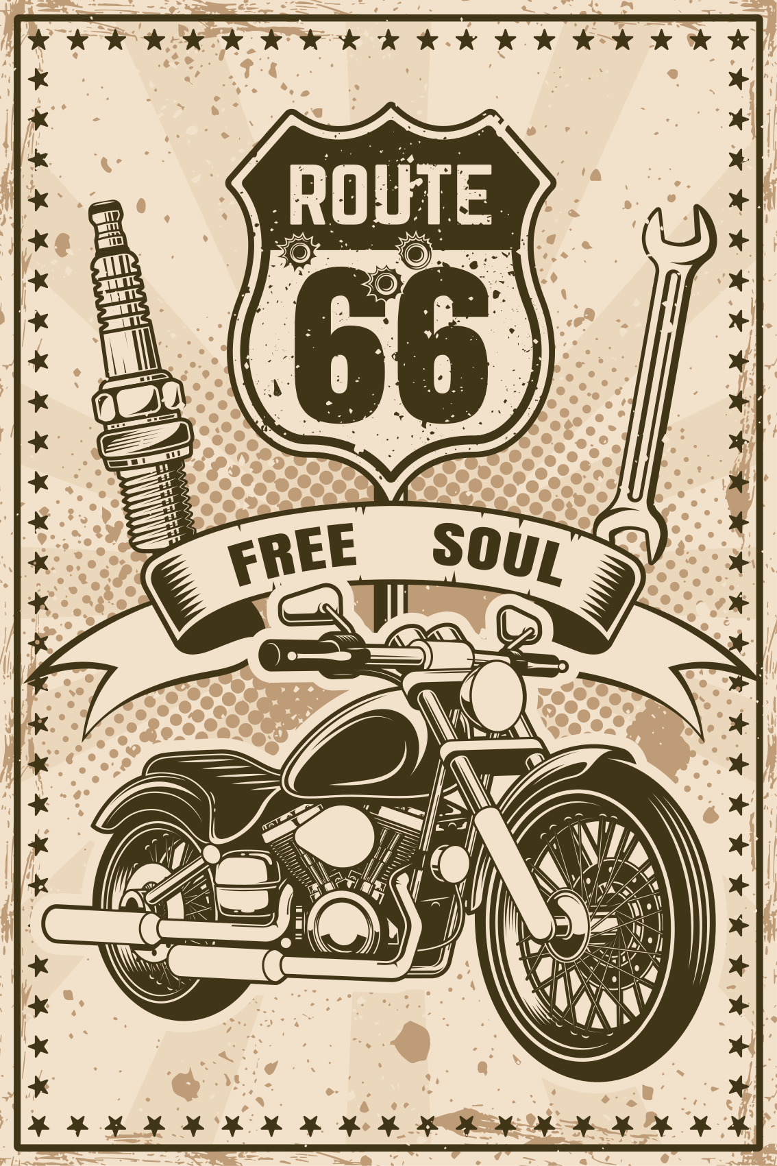 Poster dnevna soba route 66 motocikl - TenStickers
