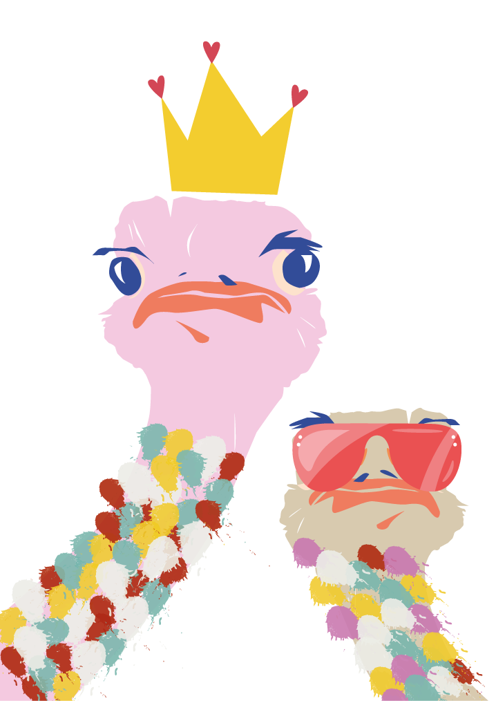 Poster dnevna soba u umjetničkom stilu šarenih nojeva - TenStickers