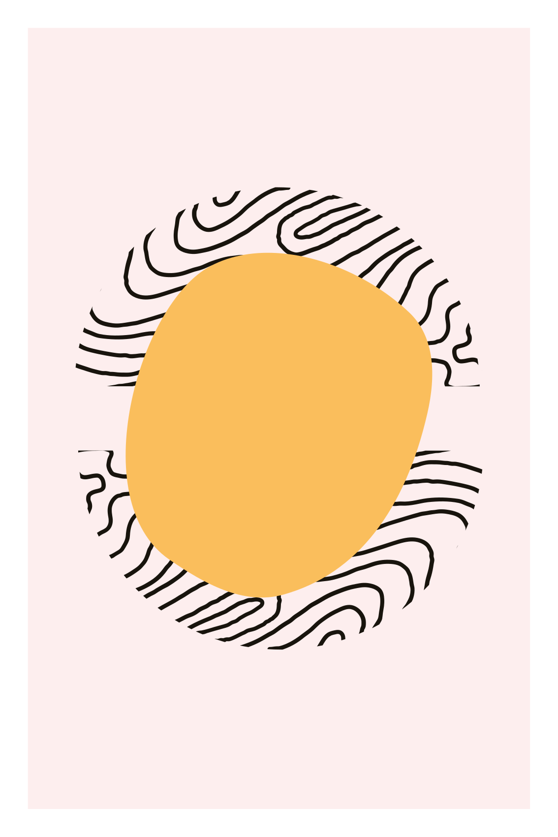 Poster dnevna soba linije i žuti oblik - TenStickers