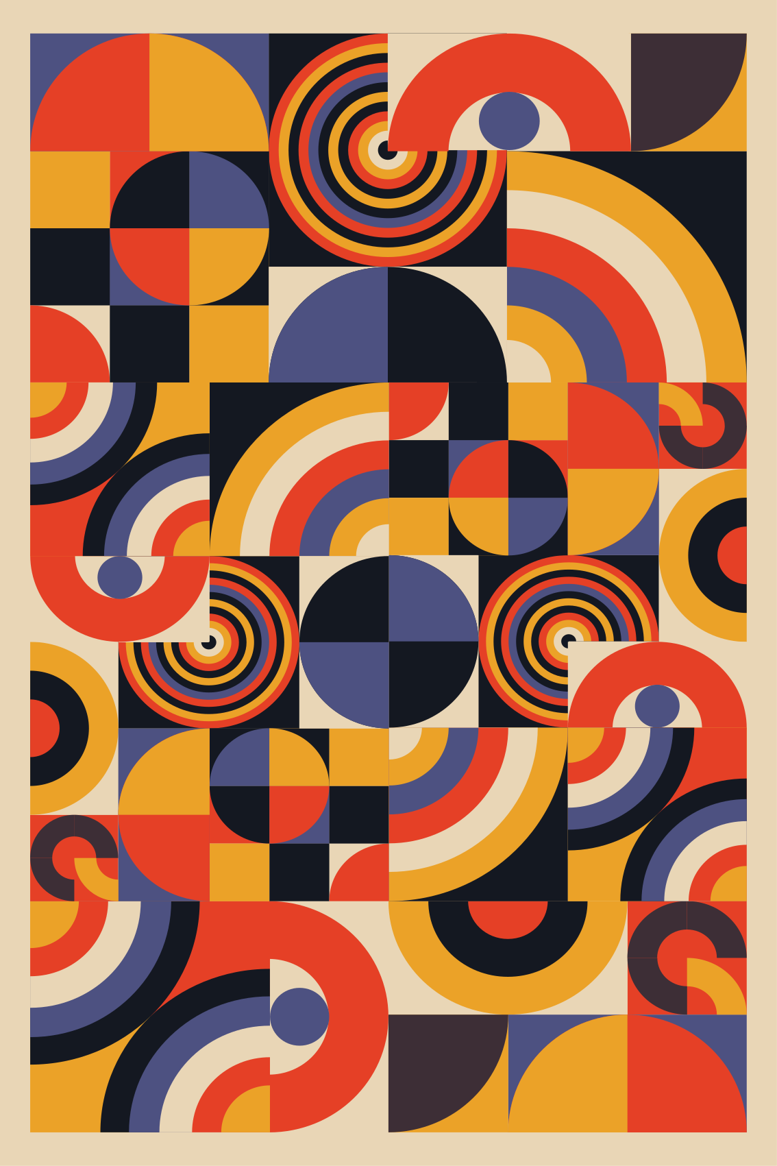 Poster dnevna soba Šareni bauhaus krugovi - TenStickers