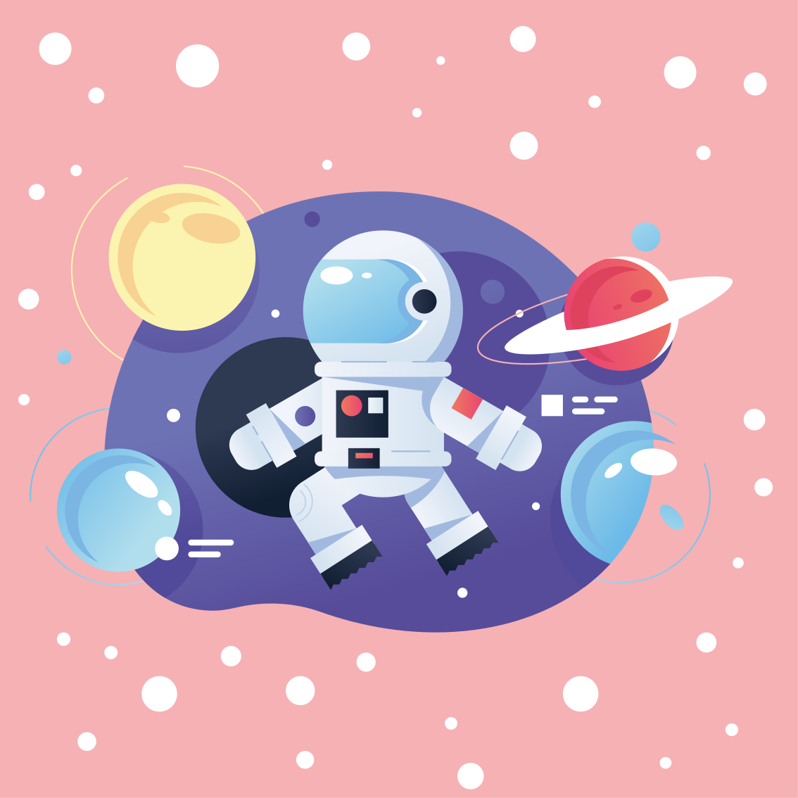 Plakati za dječju sobu s različitim simbolima astronauta - TenStickers