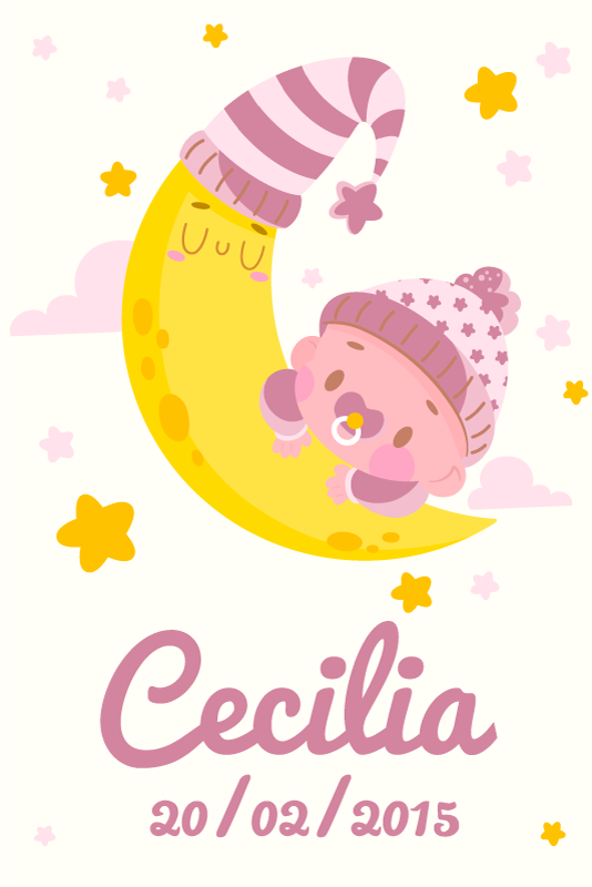 Plakati za dječju sobu s imenom i datumom rođenja - TenStickers