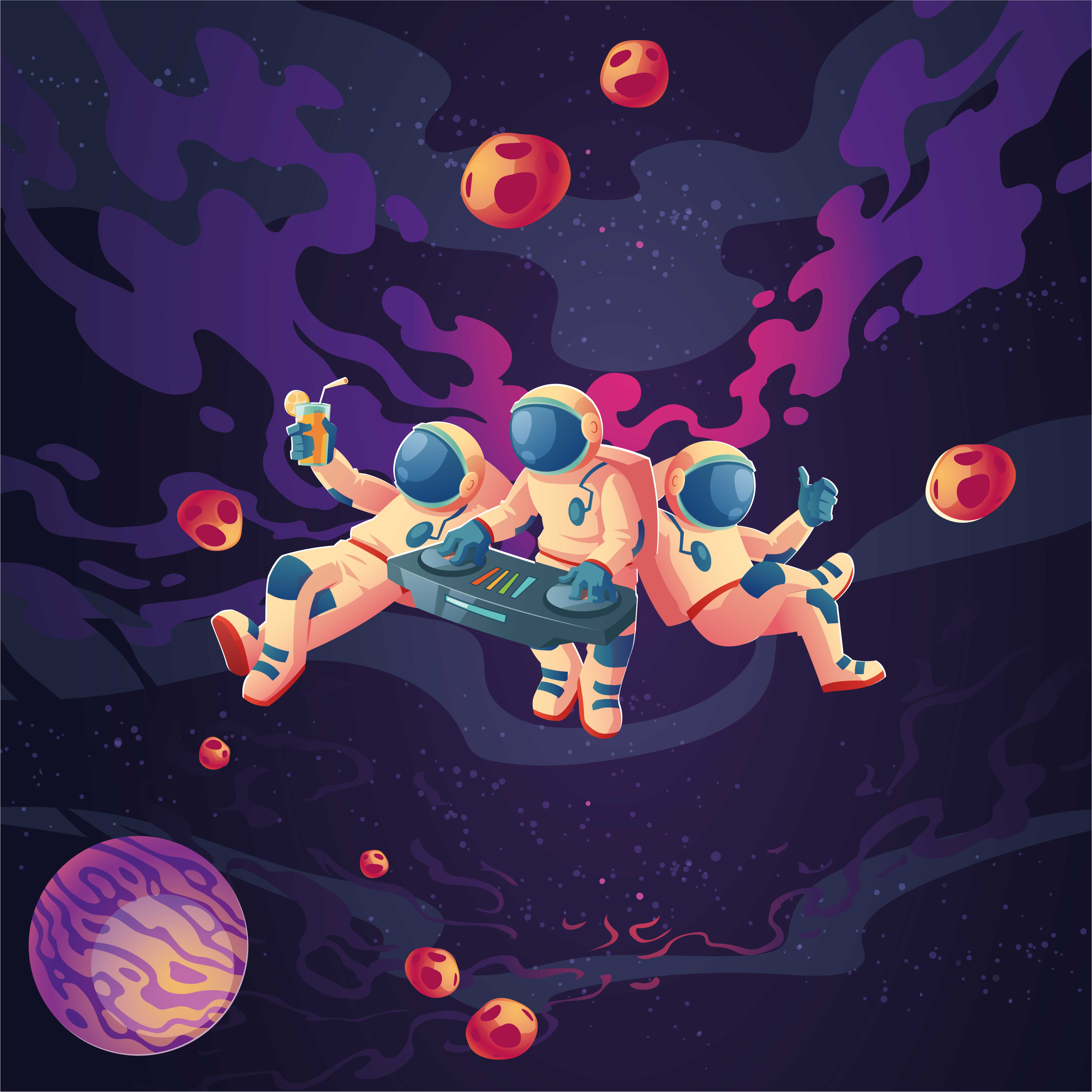 Plakati za dječju sobu s veselim astronautima - TenStickers