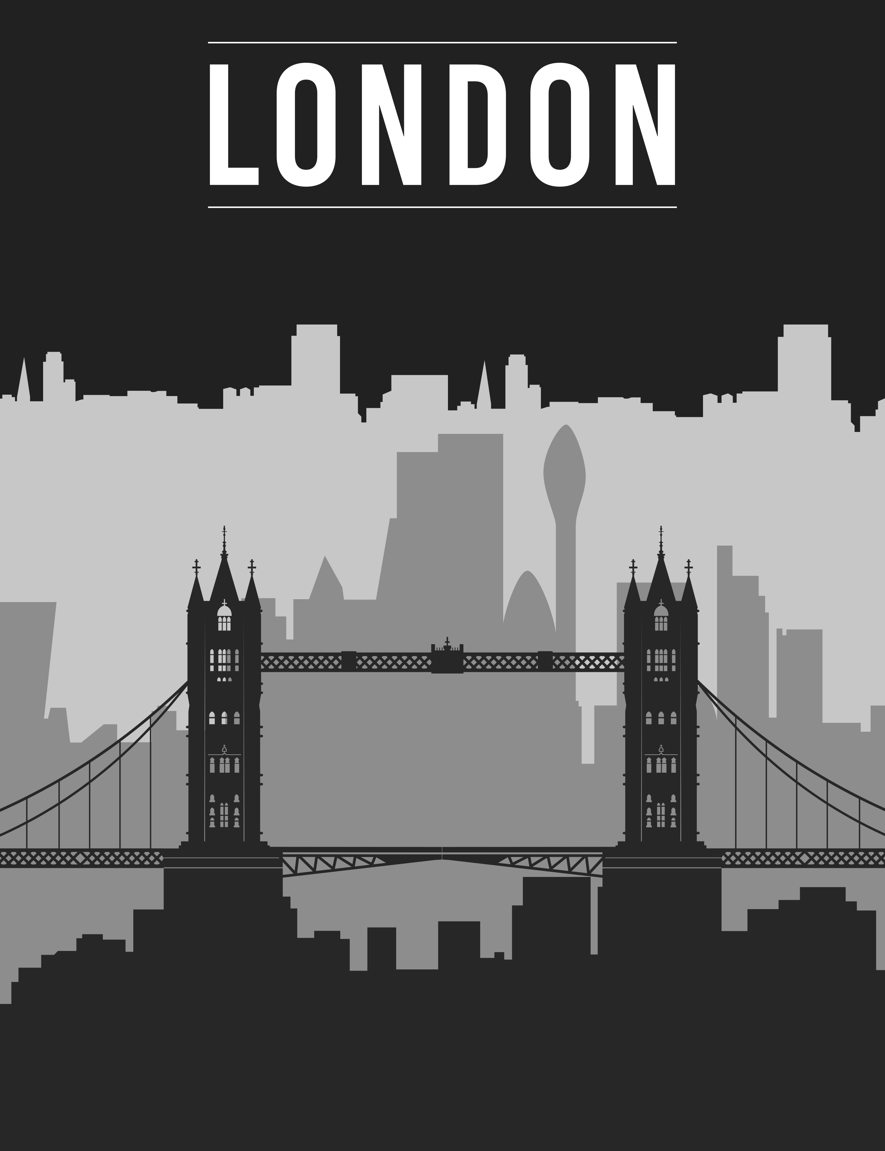 Poster fraze crno-bijeli horizont londona - TenStickers