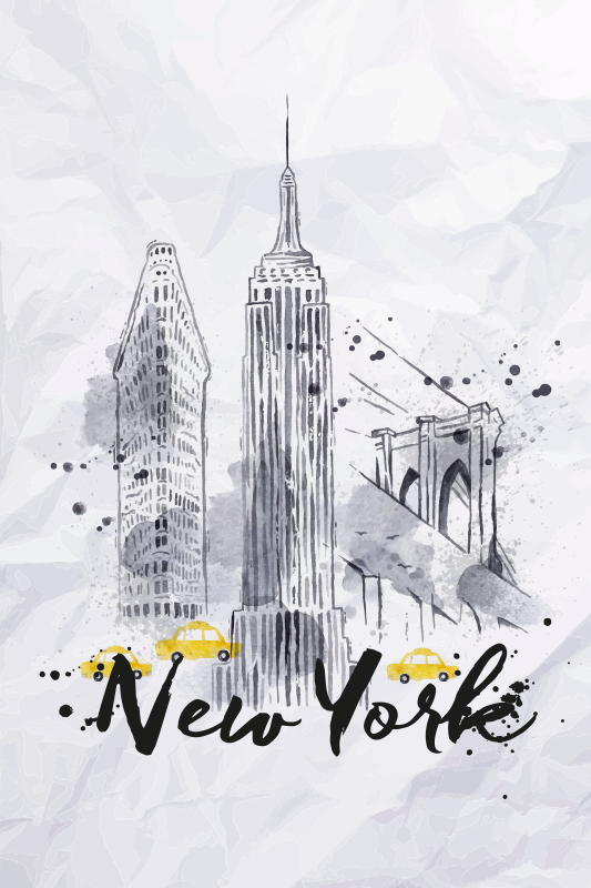 Poster zemlje i gradove skyline new yorka - TenStickers