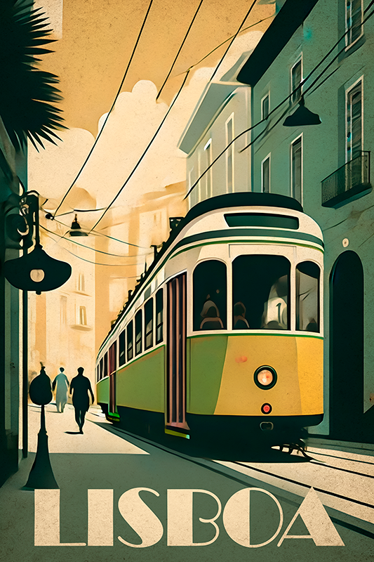 Poster zemlje i gradove lisabon vintage ilustracija - TenStickers