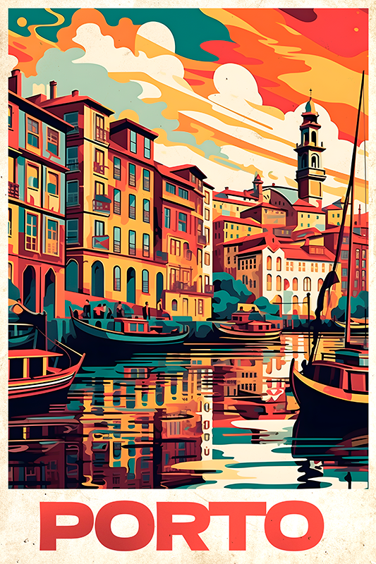Poster zemlje i gradove oporto vintage poster - TenStickers